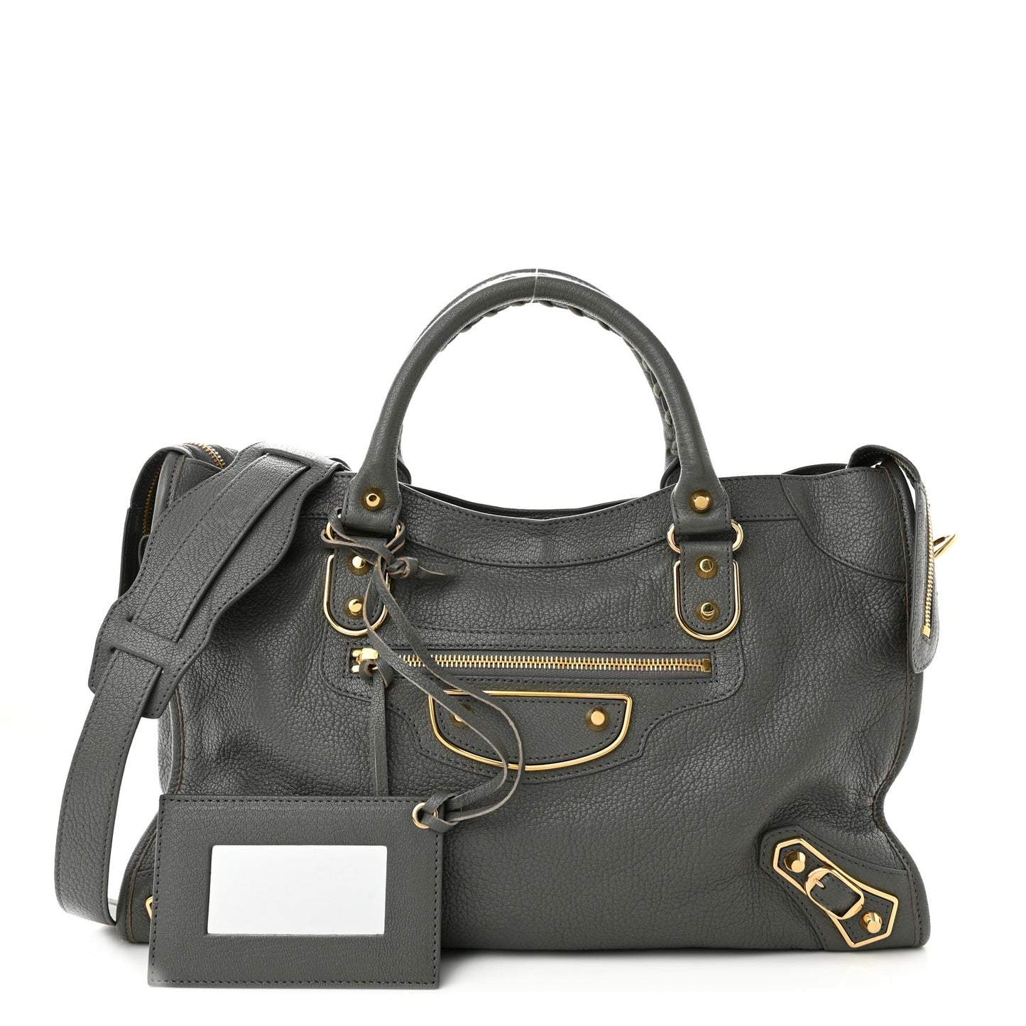 Chevre Gold Metallic Edge Hardware City Gris Acier