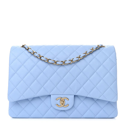 Chanel Caviar Quilted Maxi Double Flap Light Blue 1 of 11