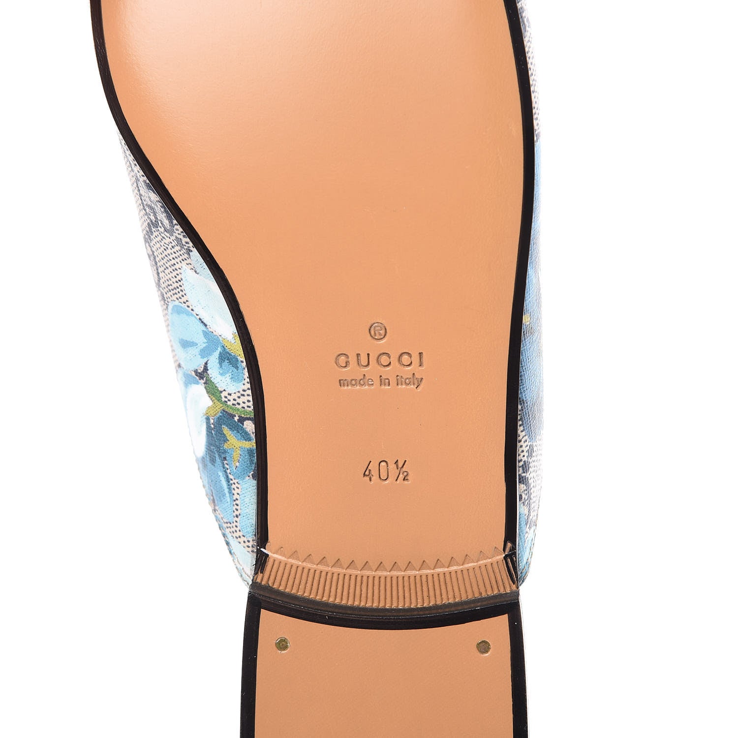 Gucci GG Supreme Monogram Blooms Womens Princetown Slippers 40.5 Beige Blue Navy Hibiscus Red 7 of 8