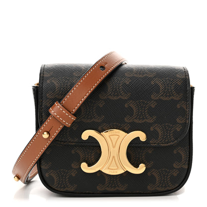 Celine Triomphe Canvas Calfskin Mini Claude Tan 1 of 13