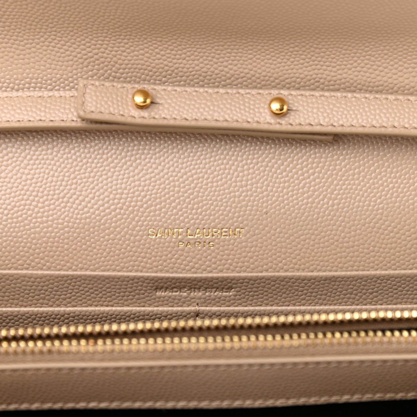 Grain De Poudre Matelasse Chevron Monogram Chain Wallet Dark Beige