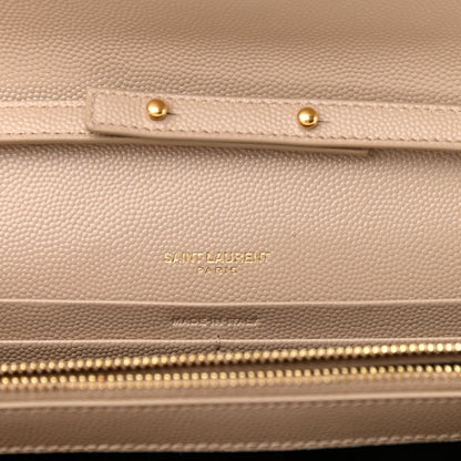 Saint Laurent Grain De Poudre Matelasse Chevron Monogram Chain Wallet Dark Beige 5 of 7