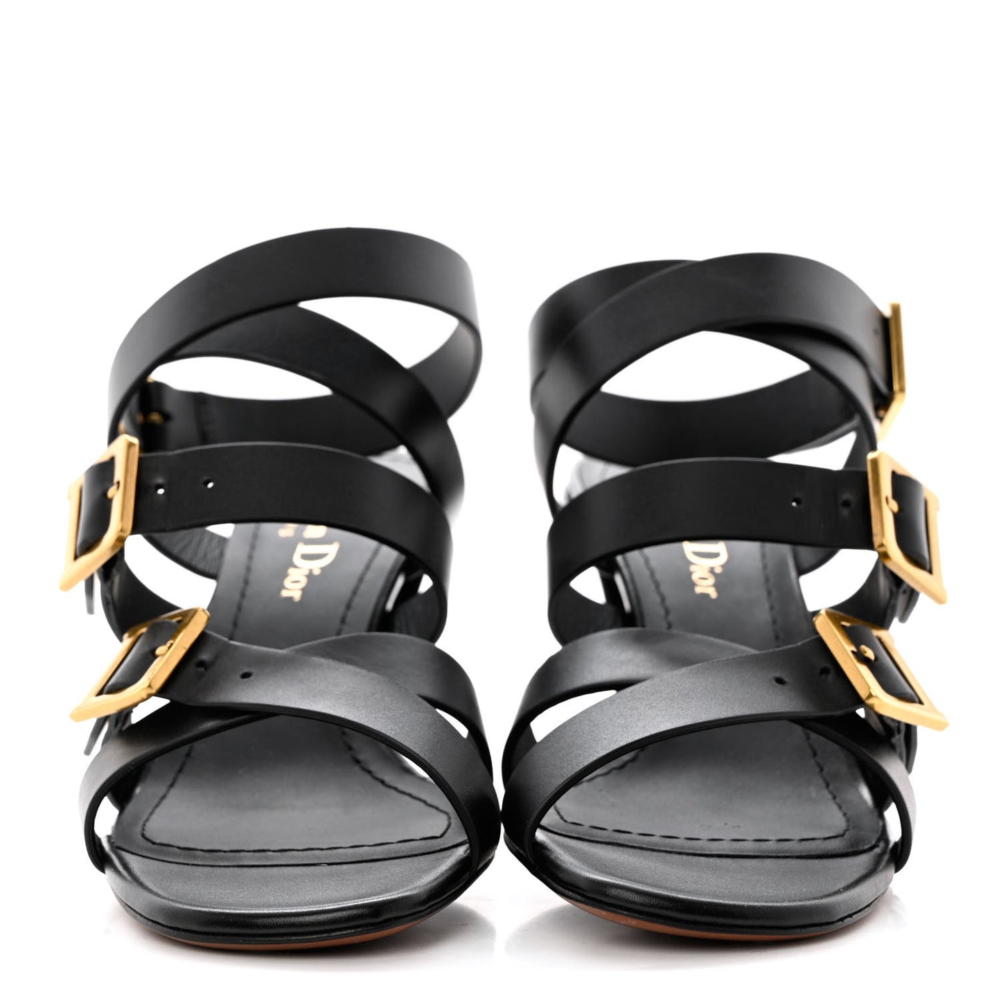 Calfskin Double D 70mm Sandals 35.5 Black