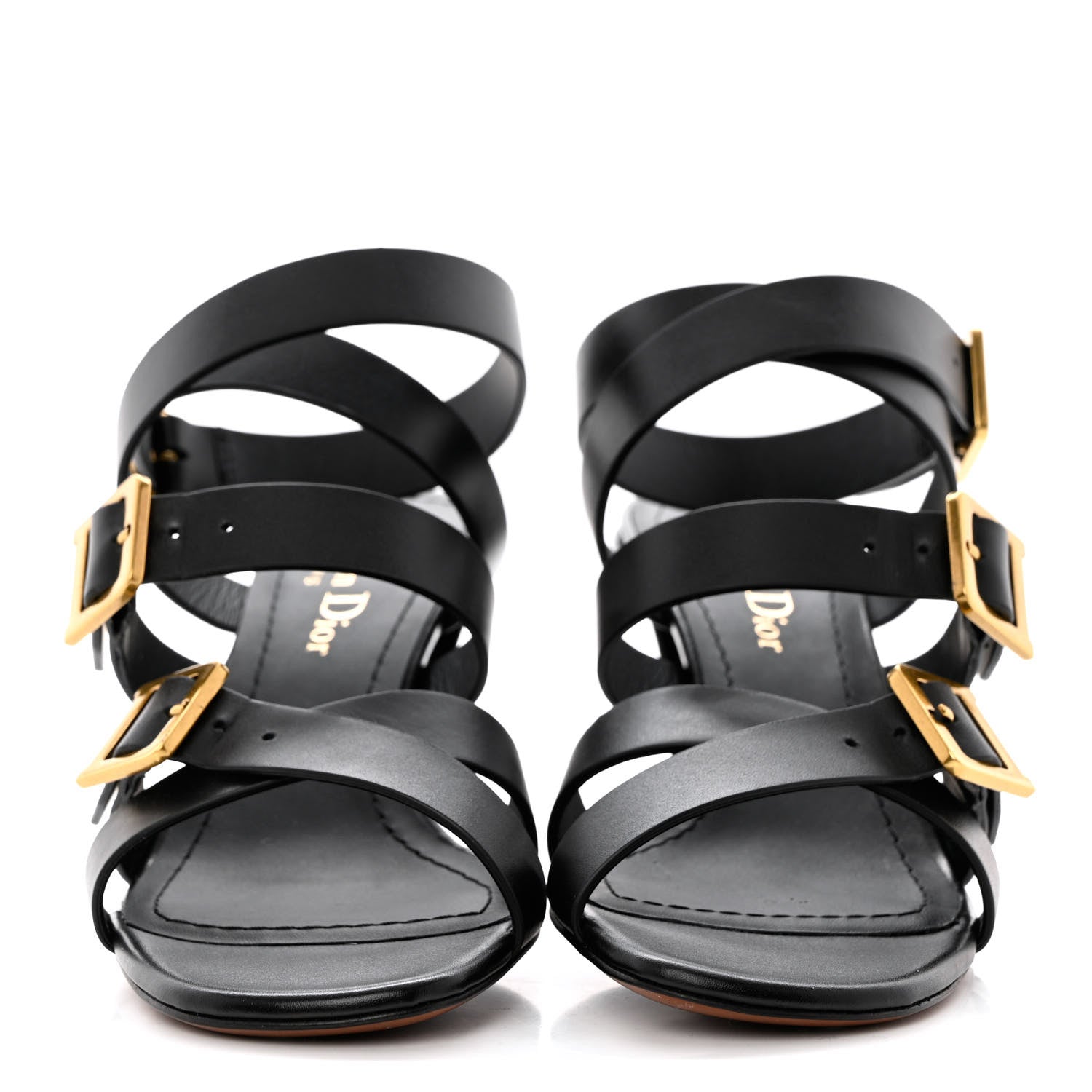 Christian Dior Calfskin Double D 70mm Sandals 35.5 Black 2 of 7