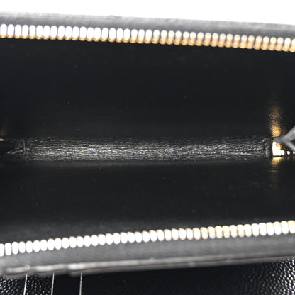 Saint Laurent Grain De Poudre Matelasse Chevron Monogram Compact Zip Around Wallet Black 6 of 9