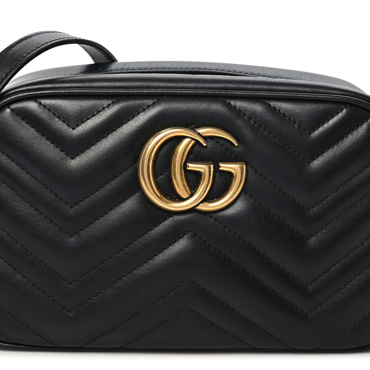 Calfskin Matelasse Small GG Marmont Chain Shoulder Bag Black