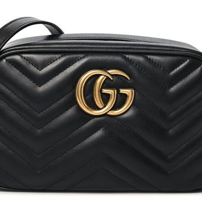 Gucci Calfskin Matelasse Small GG Marmont Chain Shoulder Bag Black 7 of 9