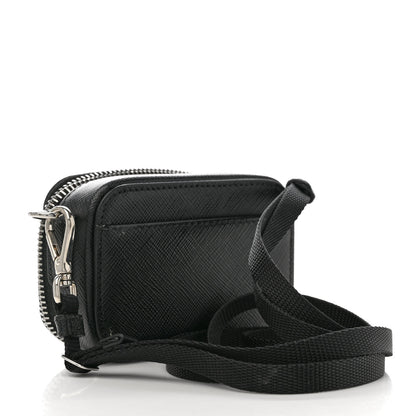 Prada Saffiano Travel Metal Triangle Logo Mini Pouch Shoulder Bag Black 3 of 6