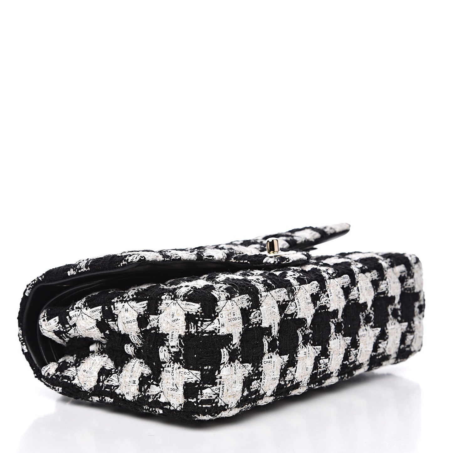 Tweed Quilted Medium Double Flap Black Ecru White