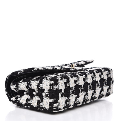 Chanel Tweed Quilted Medium Double Flap Black Ecru White 4 of 11