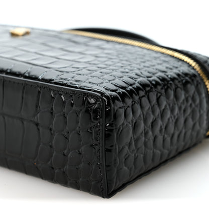 Chanel Calfskin Crocodile Embossed Crococo Top Handle East West Vanity Case With Chain Black 10 of 11