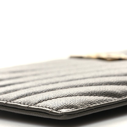 Saint Laurent Grain De Poudre Chevron Monogram Large Bill Pouch Fog 9 of 11