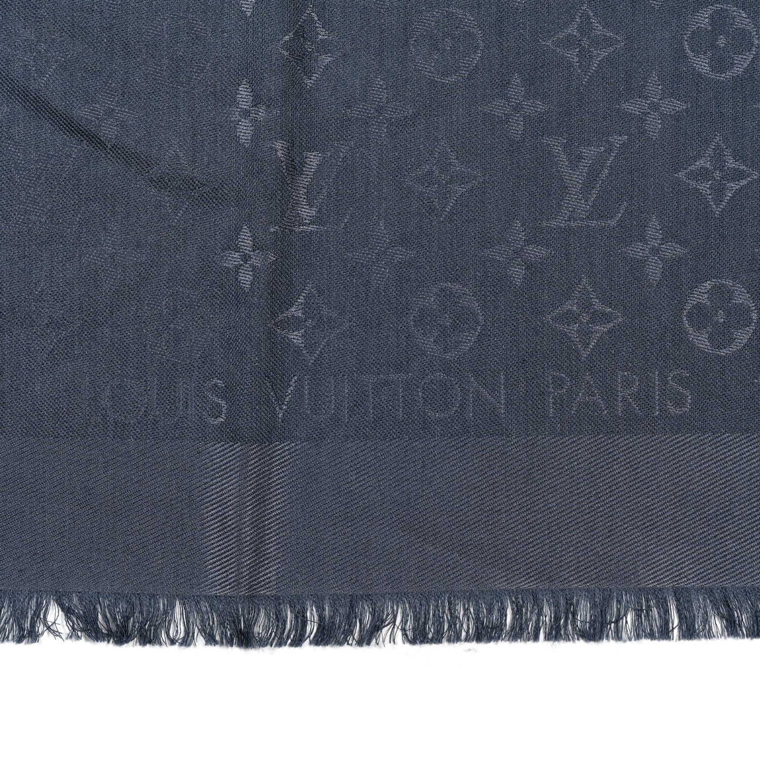 Louis Vuitton Silk Wool Monogram Denim Shawl Blue 2 of 3