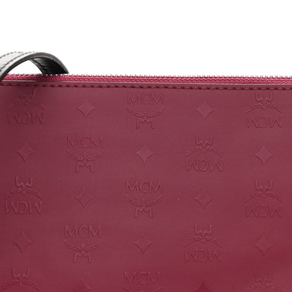 MCM Calfskin Monogram Coated Canvas Medium Crossbody Pouch Red Black 8 of 10