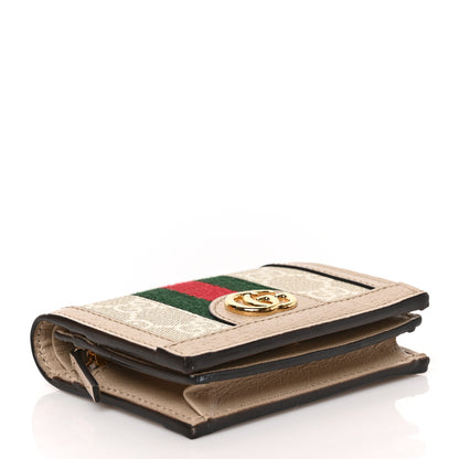 Gucci GG Supreme Monogram Textured Dollar Calfskin Web Ophidia Card Case Beige Mystic White Oatmeal 4 of 6
