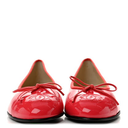 Chanel Patent Calfskin CC Cap Toe Ballerina Flats 36 Coral 3 of 10