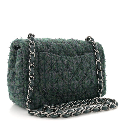 Chanel Wool Tweed Quilted Mini Rectangular Flap Green 3 of 10