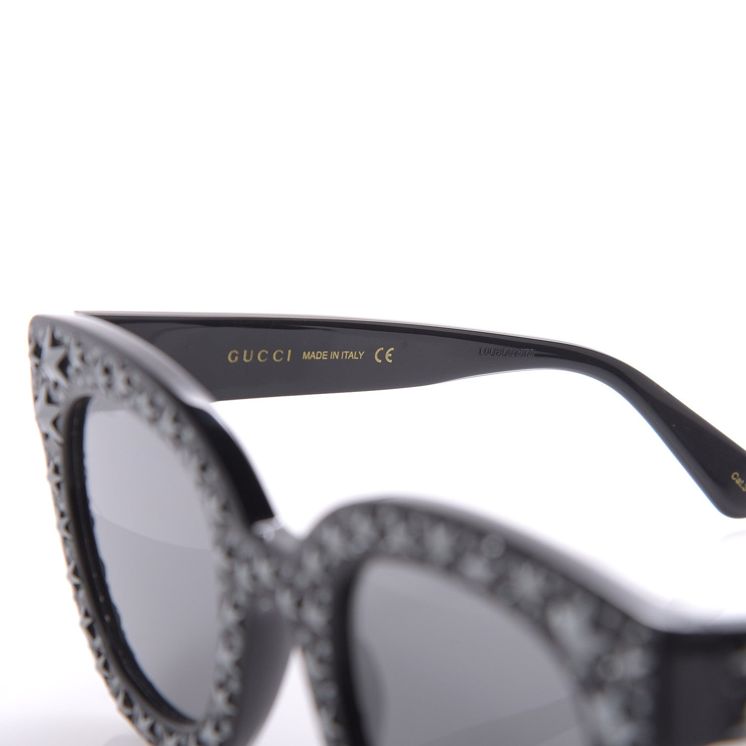 Gucci Acetate Stars Cat Eye Sunglasses GG0116S Black 6 of 8