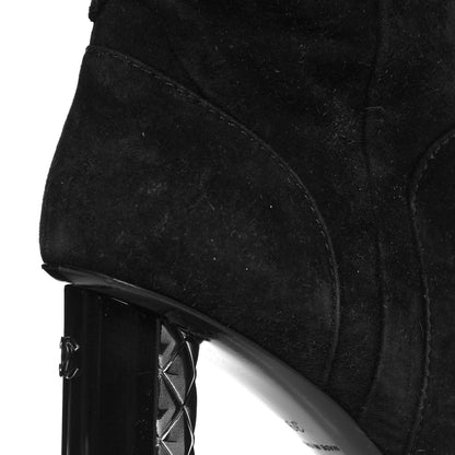 Chanel Suede Calfskin High Boots 39 Black 8 of 9