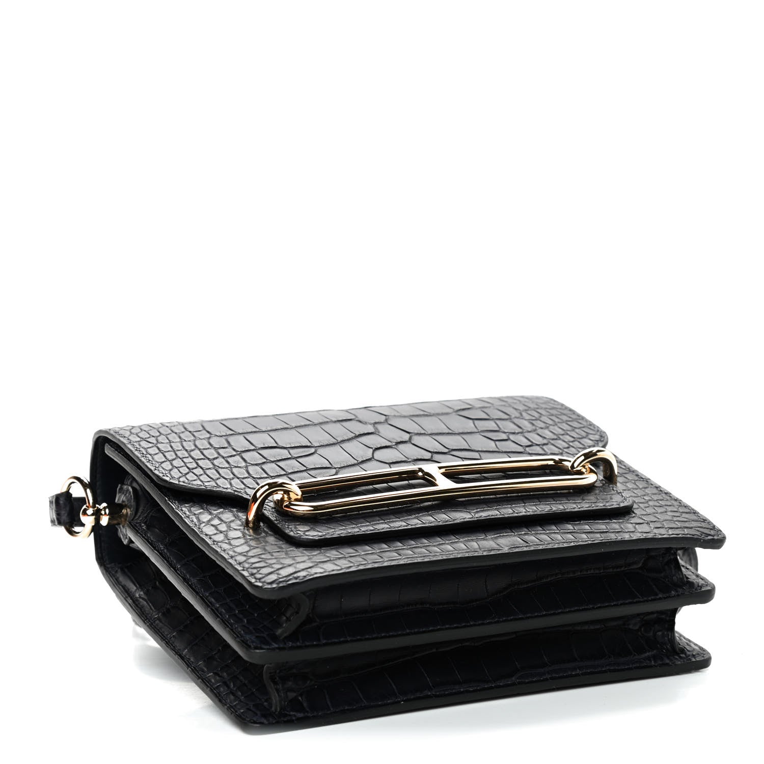 Hermes Matte Alligator Mini Sac Roulis Bleu Indigo 3 of 4