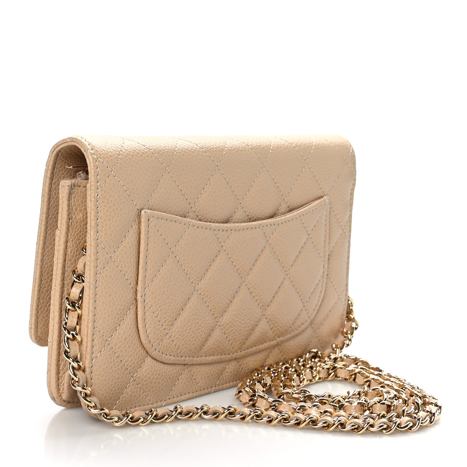 Chanel Caviar Quilted Wallet On Chain WOC Beige 3 of 10