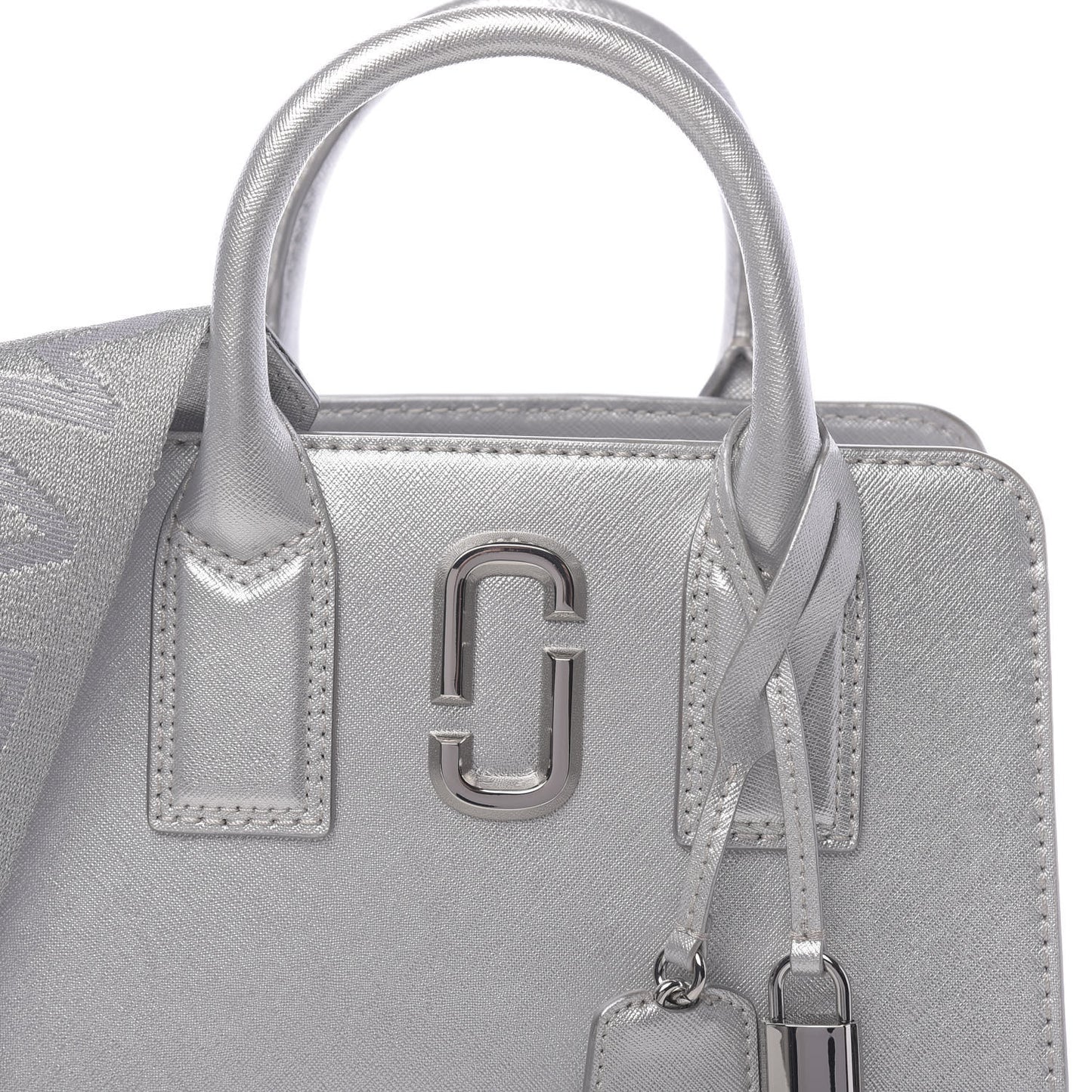 Metallic Saffiano Little Big Shot Tote Silver