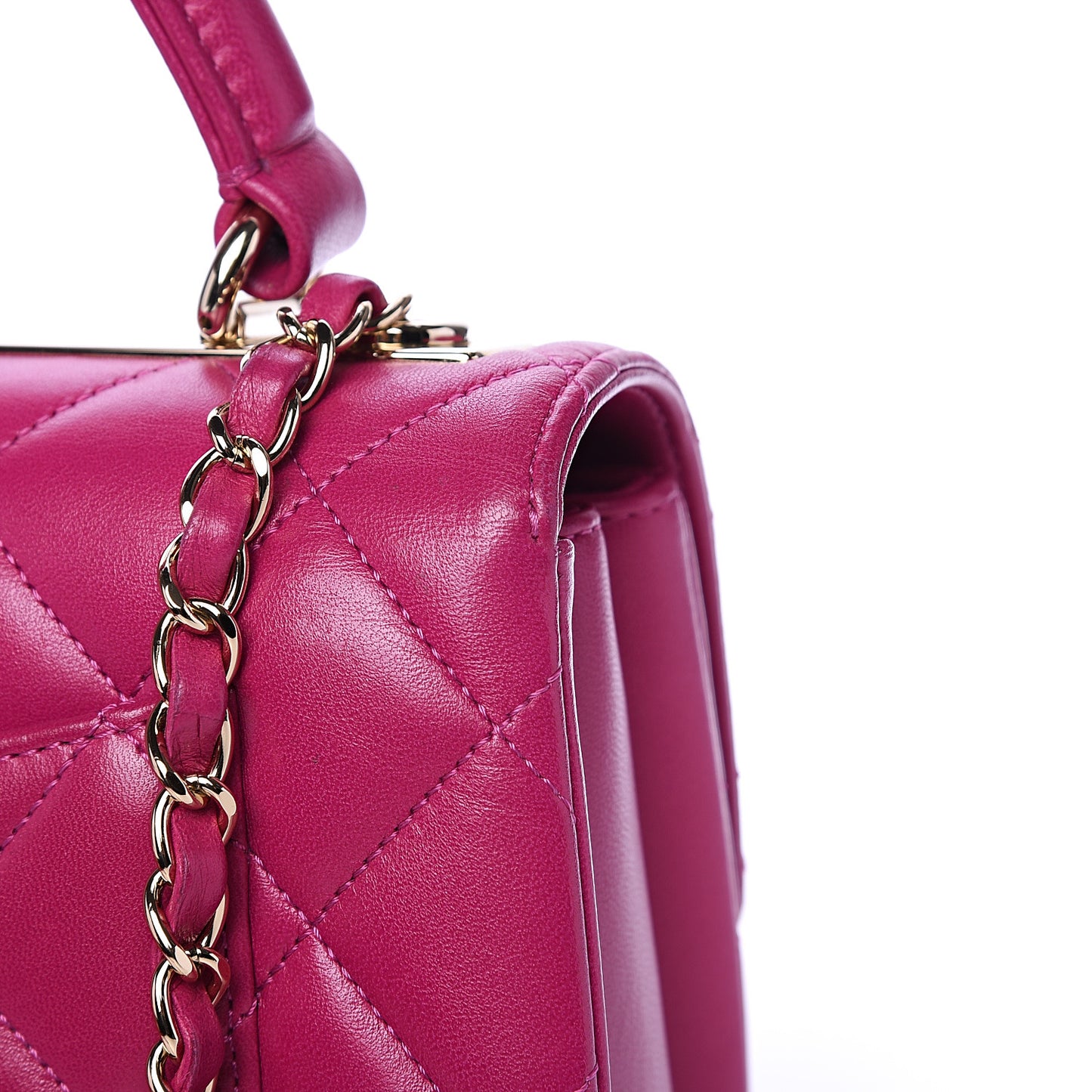 Lambskin Quilted Small Trendy CC Dual Handle Bag Dark Pink
