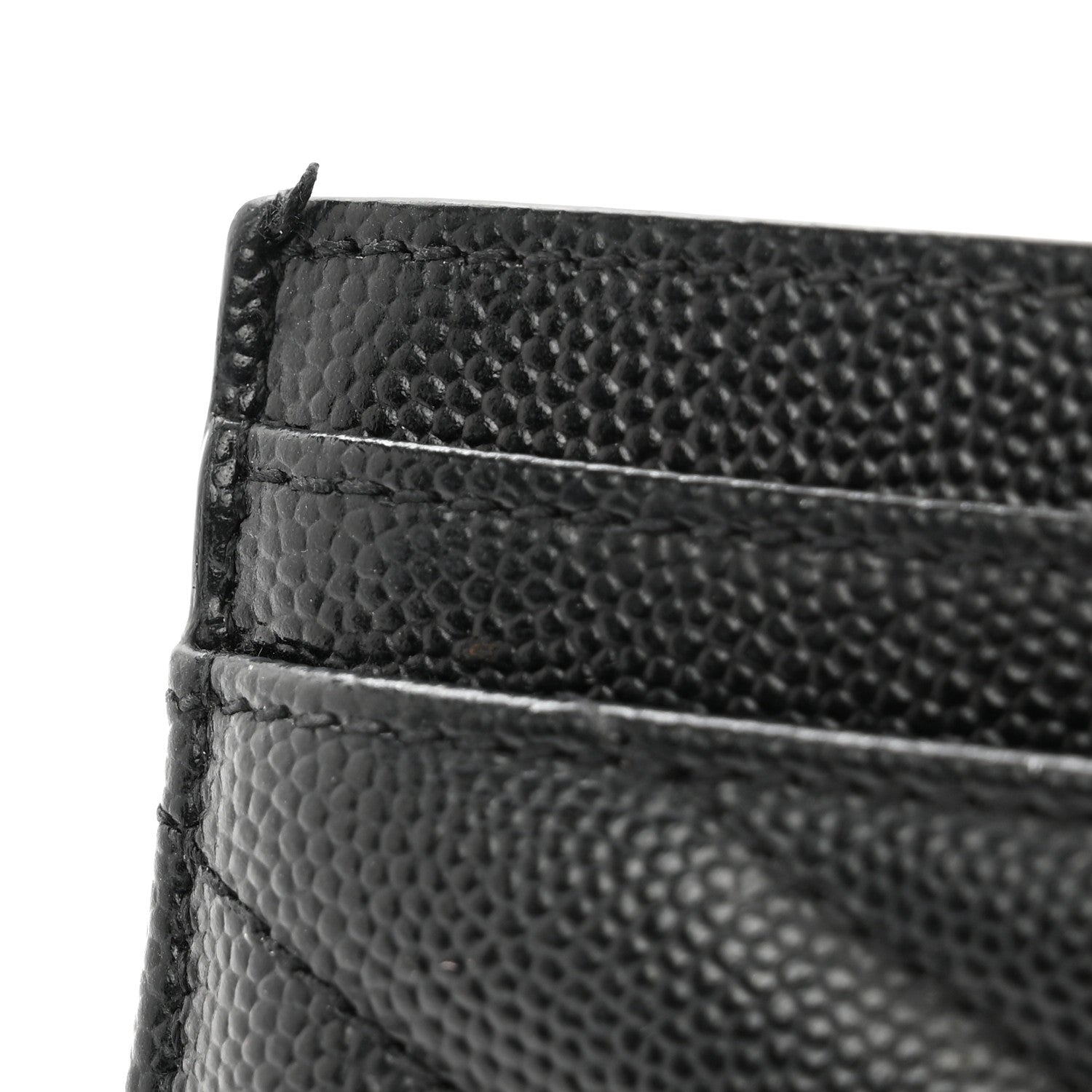 Saint Laurent Grain De Poudre Matelasse Chevron Monochrome Monogram Credit Card Case Black 8 of 8