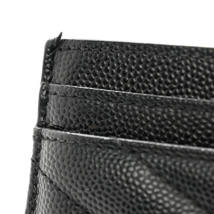 Saint Laurent Grain De Poudre Matelasse Chevron Monochrome Monogram Credit Card Case Black 8 of 8
