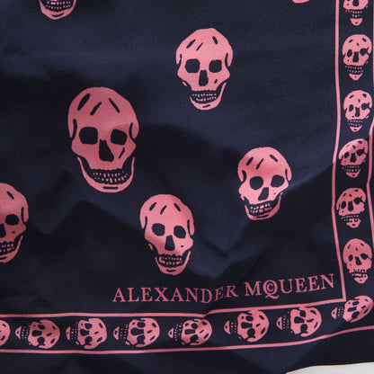 Alexander McQueen Silk Chiffon Skull Scarf Navy Pink 5 of 6