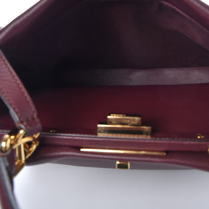 Fendi Vitello Seta Waves Bi-Color Medium Peekaboo Iconic Satchel Bordeaux Latte 6 of 10