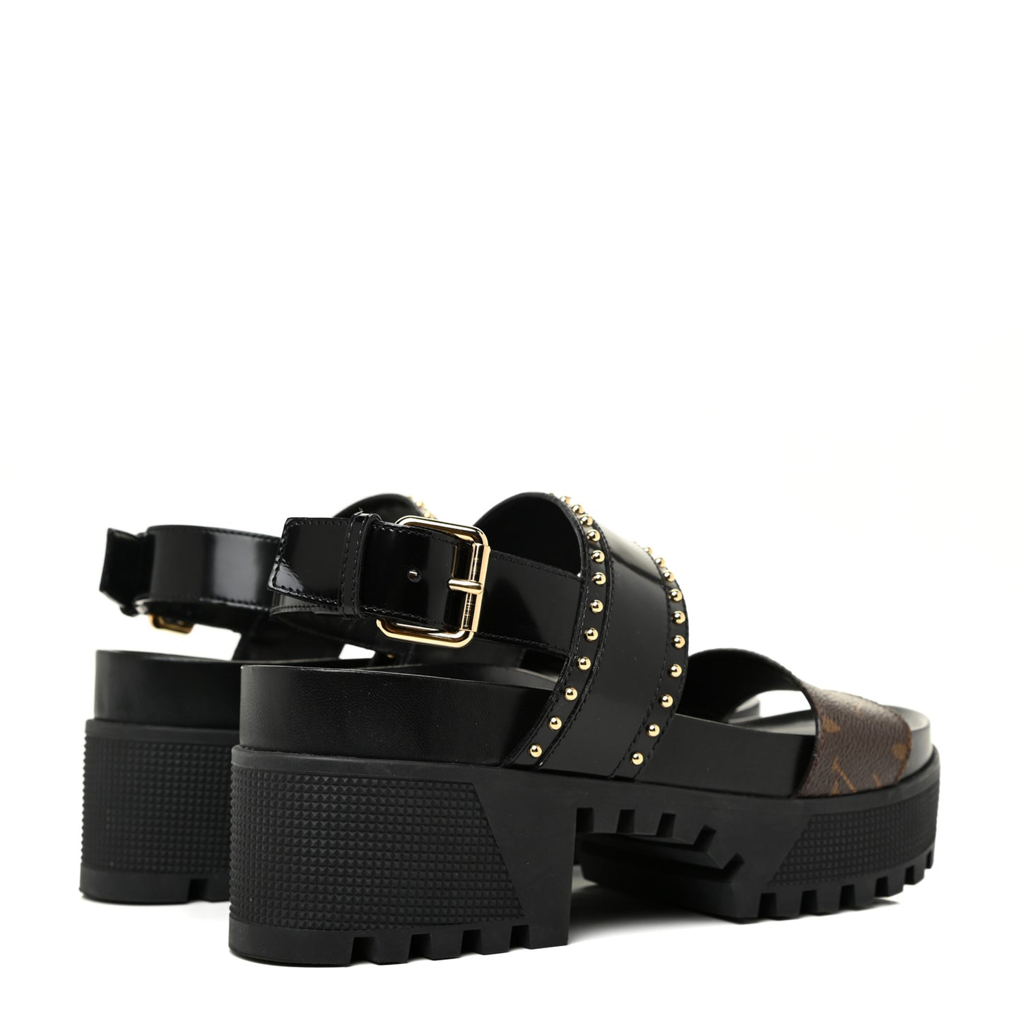 Calfskin Monogram Laureate Platform Sandals 39 Black