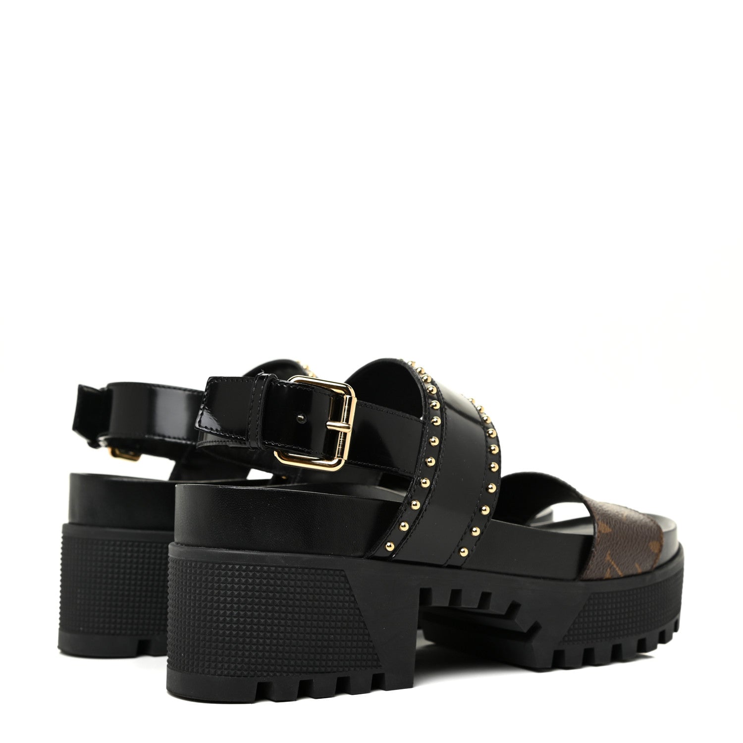 Louis Vuitton Calfskin Monogram Laureate Platform Sandals 39 Black 5 of 11