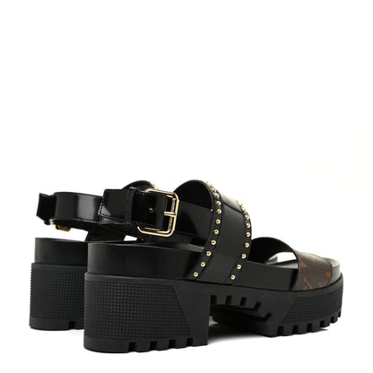 Louis Vuitton Calfskin Monogram Laureate Platform Sandals 39 Black 5 of 11