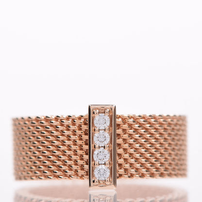 Tiffany 18K Rose Gold 4 Diamond Somerset Ring 47.5 4.25 1 of 5