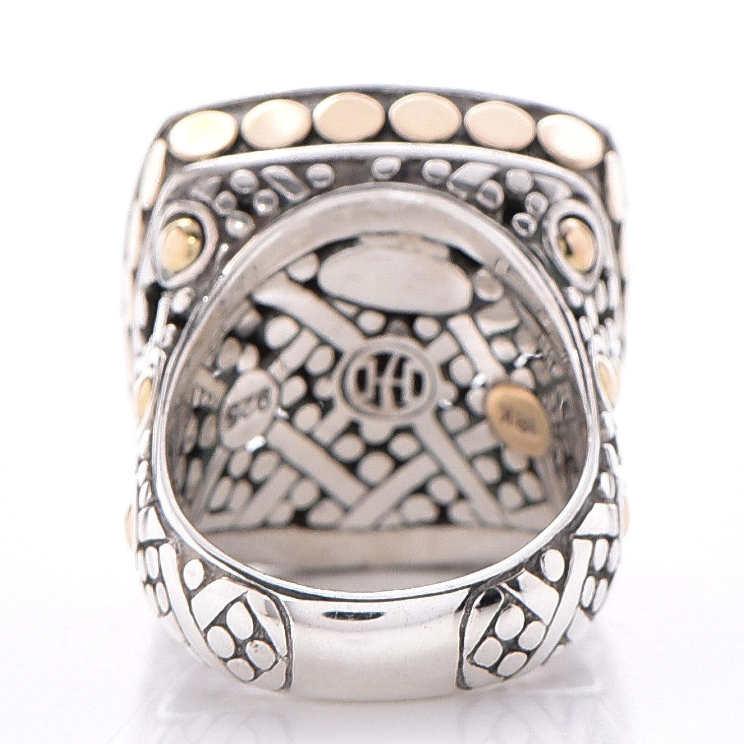 John Hardy Sterling Silver 18K Yellow Gold Jaisalmer Dot Square Ring 54 7 4 of 7