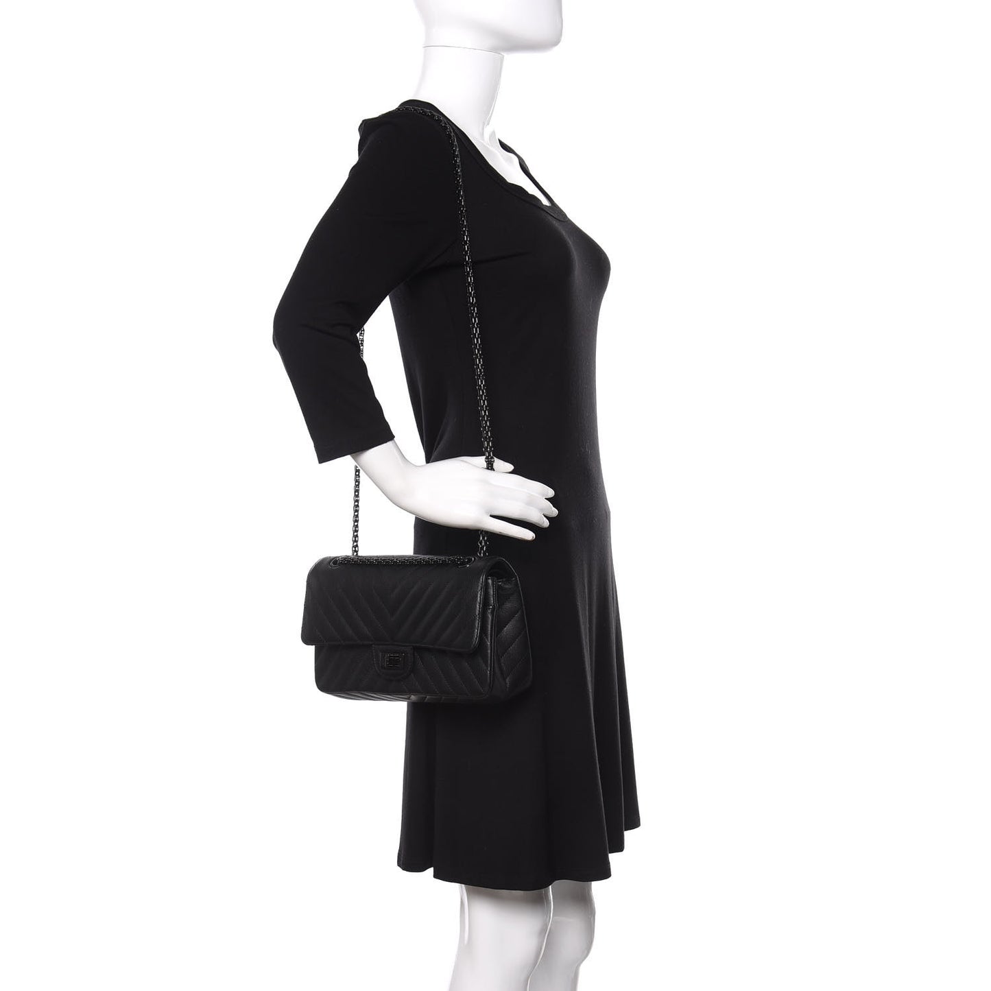 Sheepskin Chevron Quilted 2.55 Reissue 225 Double Flap So Black