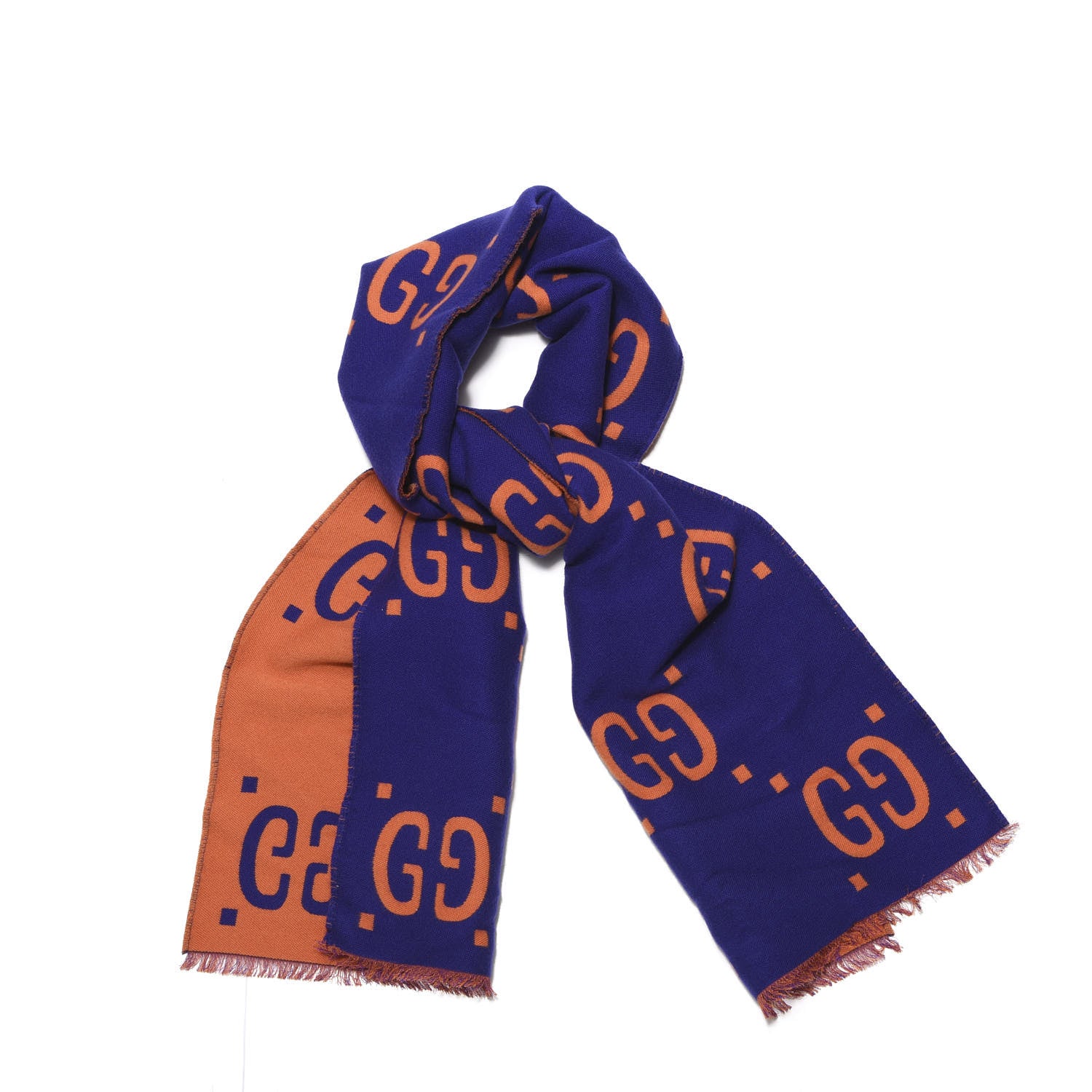 Gucci Wool Silk Monogram Jumbo GG Freedom Scarf Parma Violet Orange 1 of 4