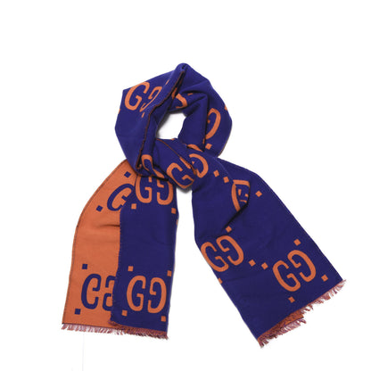 Gucci Wool Silk Monogram Jumbo GG Freedom Scarf Parma Violet Orange 1 of 4