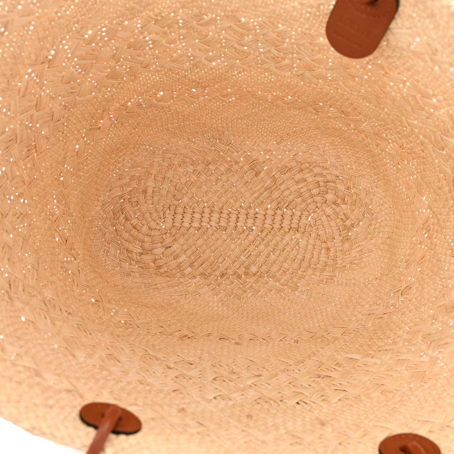 Calfskin Raffia Paulas Ibiza Medium Anagram Basket Tote Bag Natural Tan