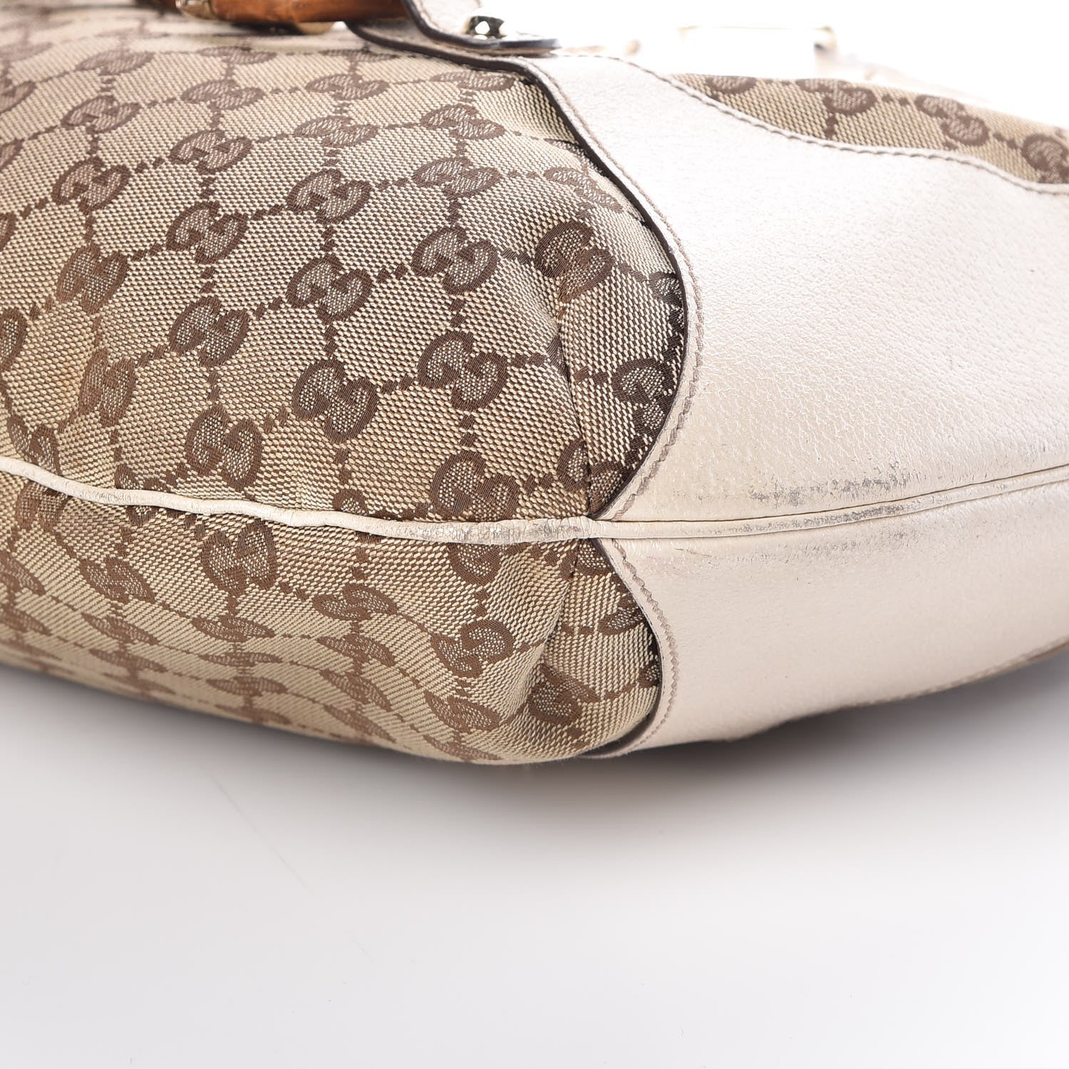 Gucci Monogram Calfskin Horsebit Hobo Off White 14 of 14
