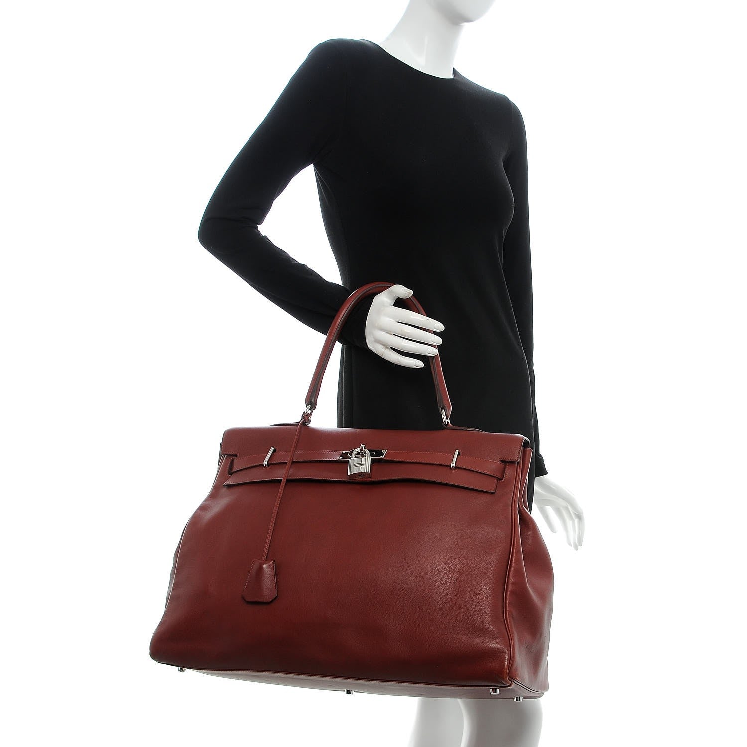 Hermes Veau Sikkim Kelly Relax 50 Rouge H 2 of 31