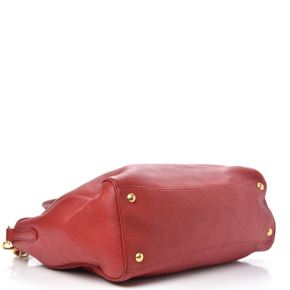 Prada Vitello Daino Top Handle Shoulder Bag Rosso 4 of 15