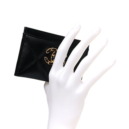 Chanel Shiny Goatskin Quilted Chanel 19 Card Holder Black 2 of 9