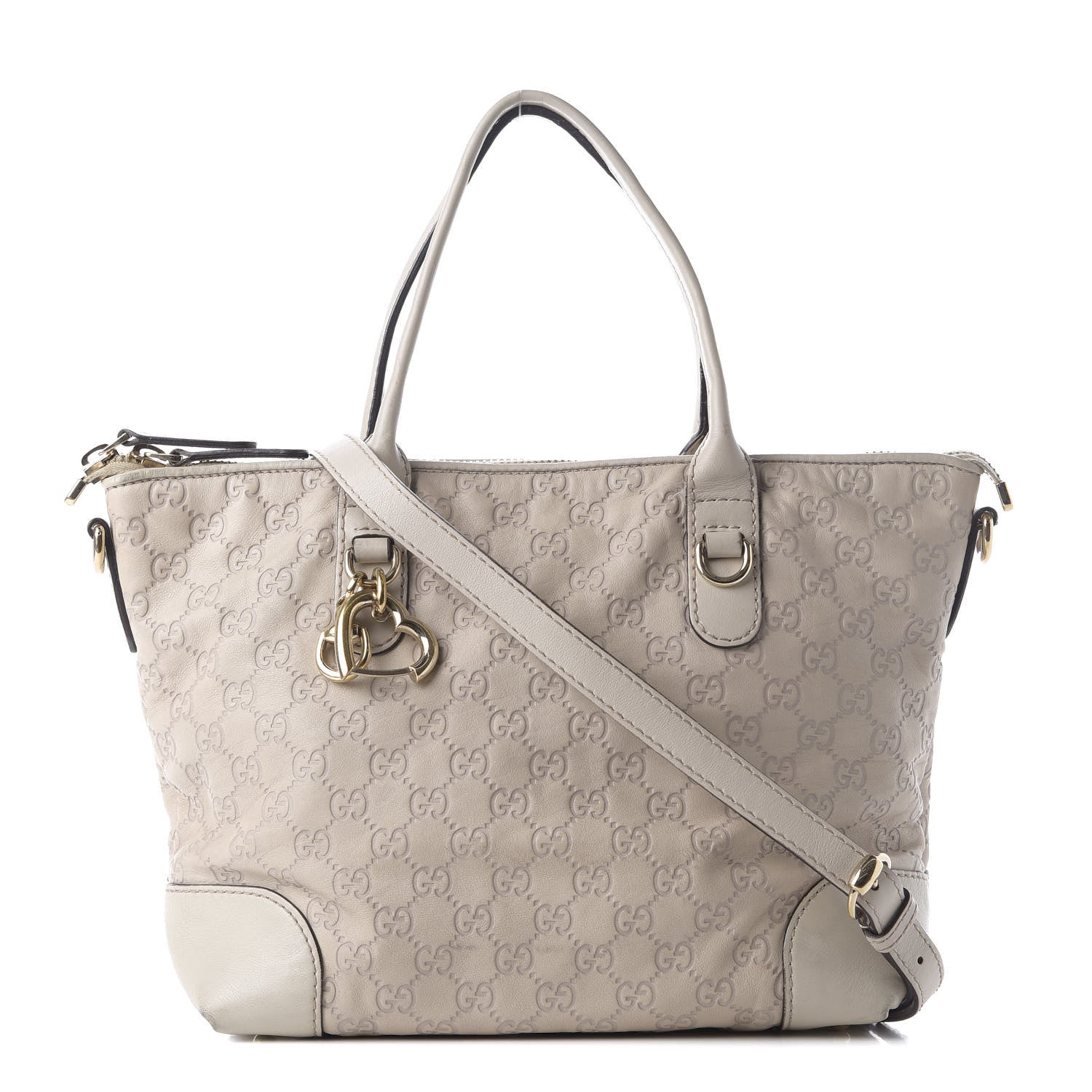 Gucci Guccissima Heart Bit Charm Top Handle Tote White 1 of 9