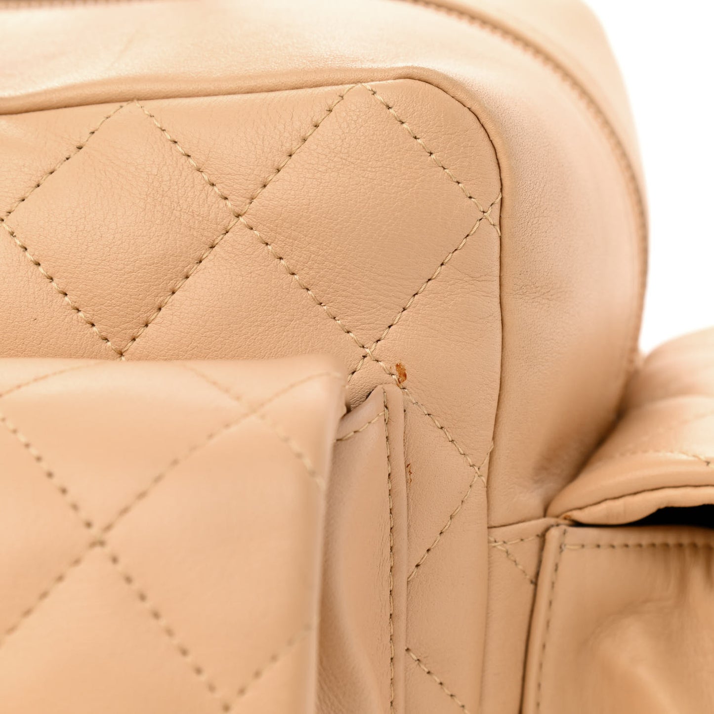 Calfskin Quilted Large Cambon Multipocket Reporter Beige Black