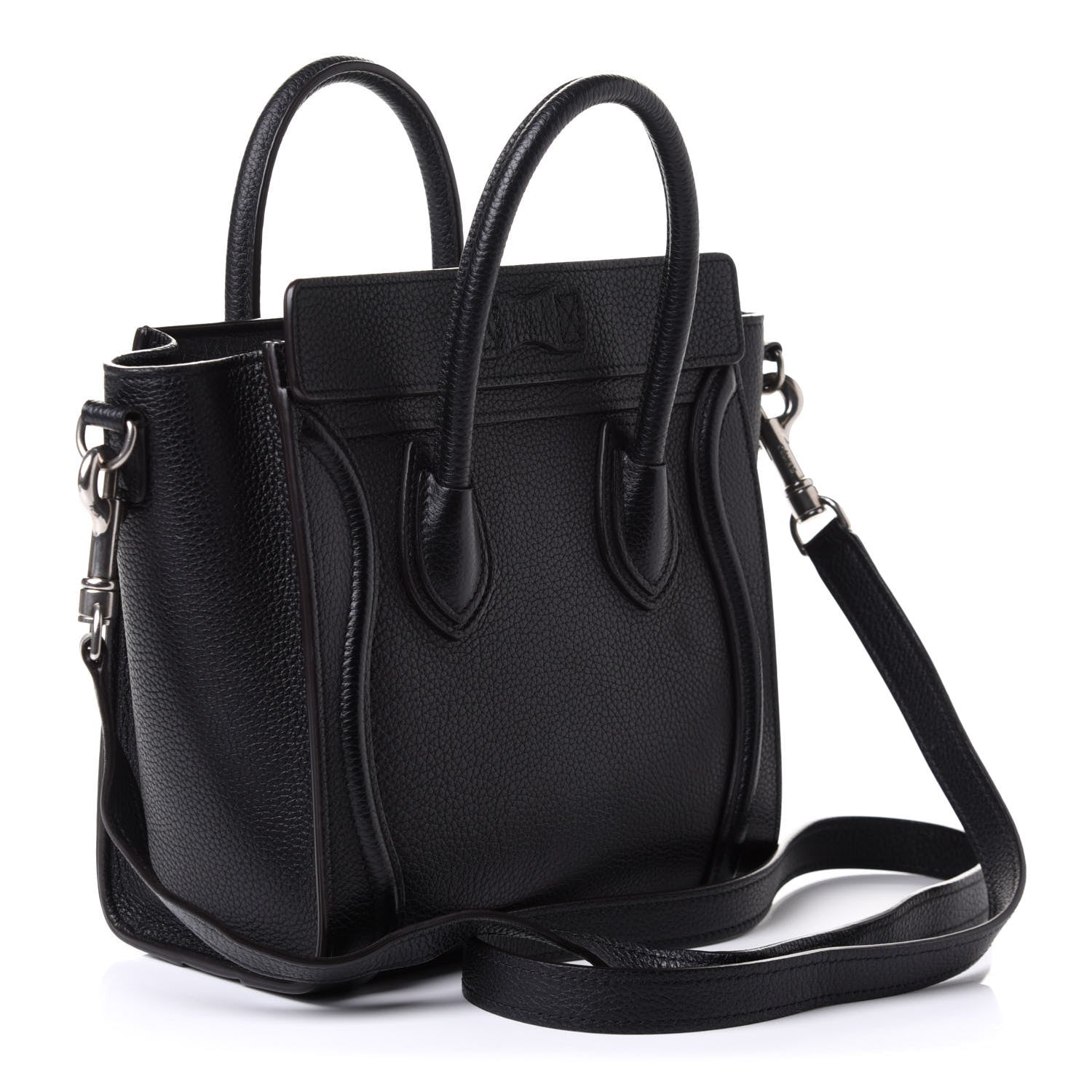 Celine Drummed Calfskin Nano Luggage Black 3 of 12