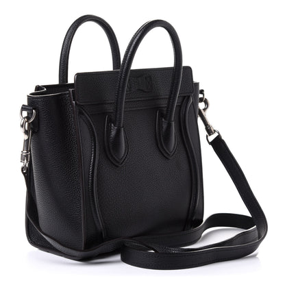 Celine Drummed Calfskin Nano Luggage Black 3 of 12