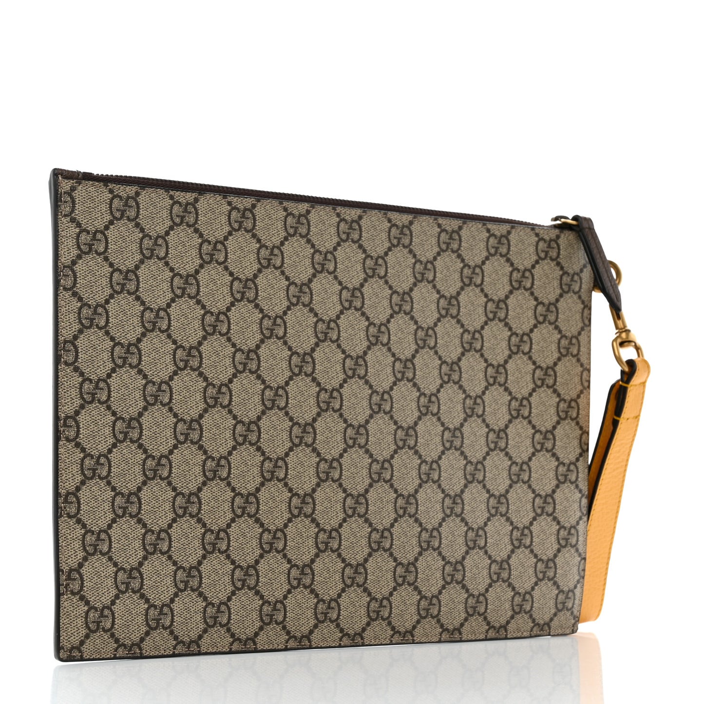 GG Supreme Monogram Neo Vintage Zip Wristlet Pouch Beige New Acero Crop