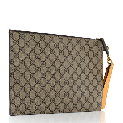 Gucci GG Supreme Monogram Neo Vintage Zip Wristlet Pouch Beige New Acero Crop 3 of 7